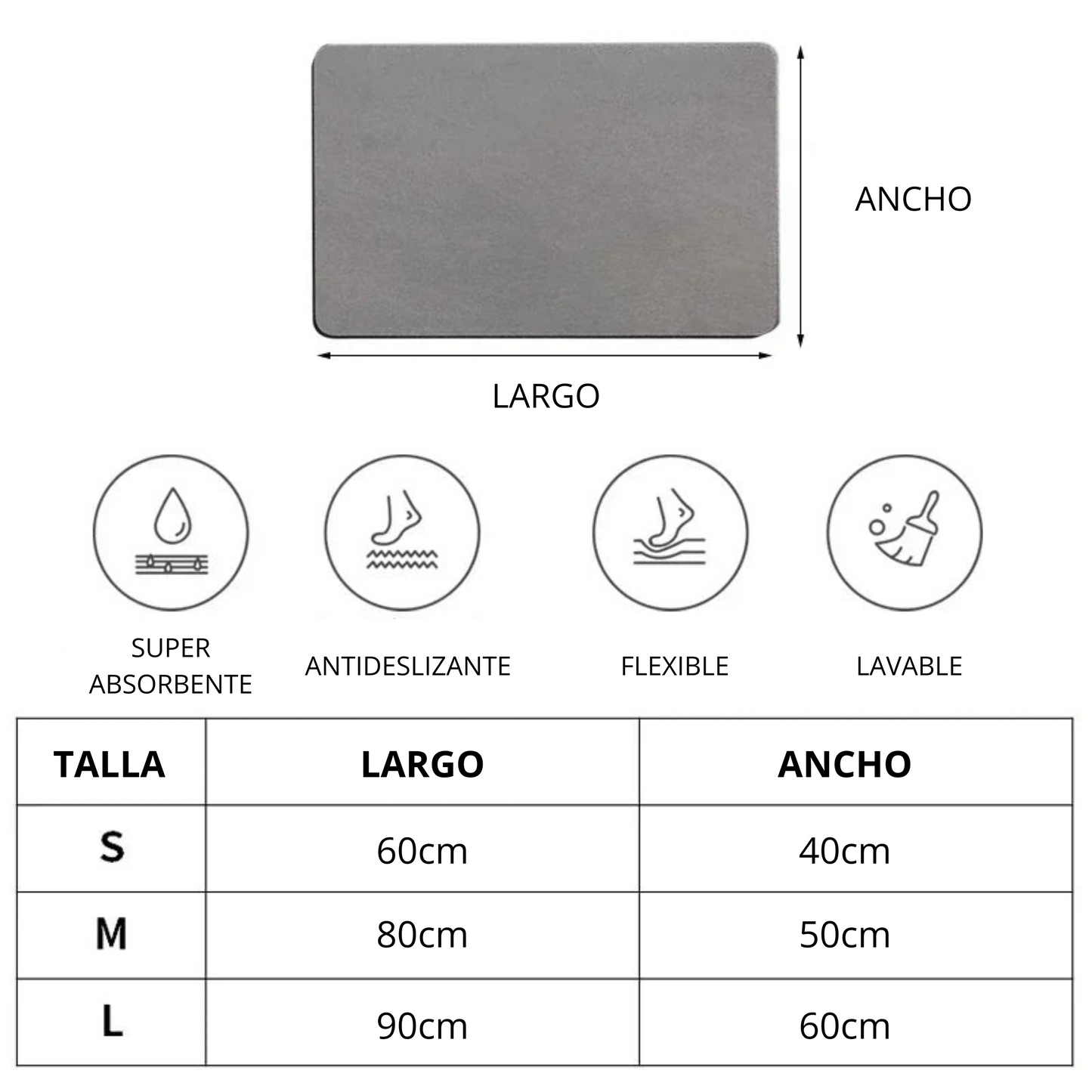 Alfombra de Baño Súper Absorbente de Diatomita