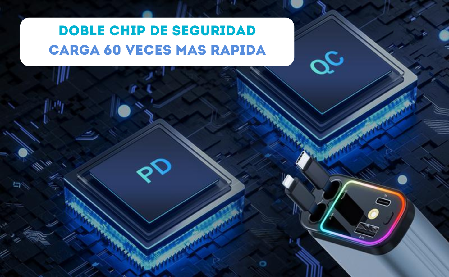 ¡Súper CARgador 4 en 1 para tu coche!